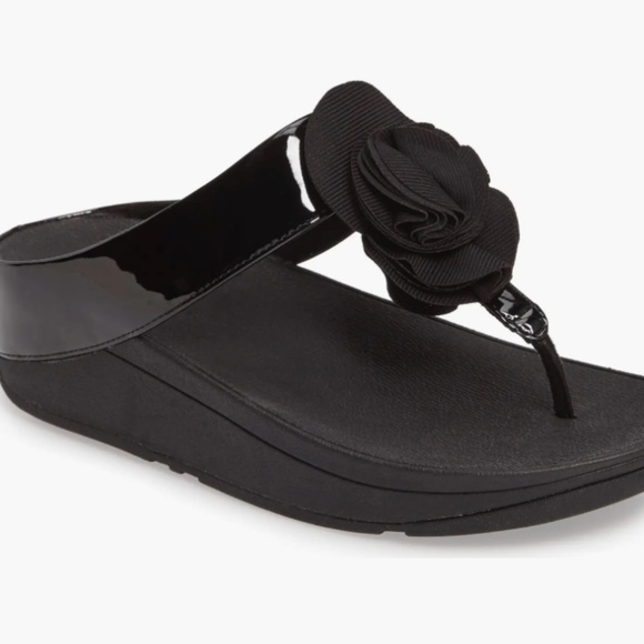 Fitflop Florrie Sandal - Black Patent Leather - Picture 1 of 4